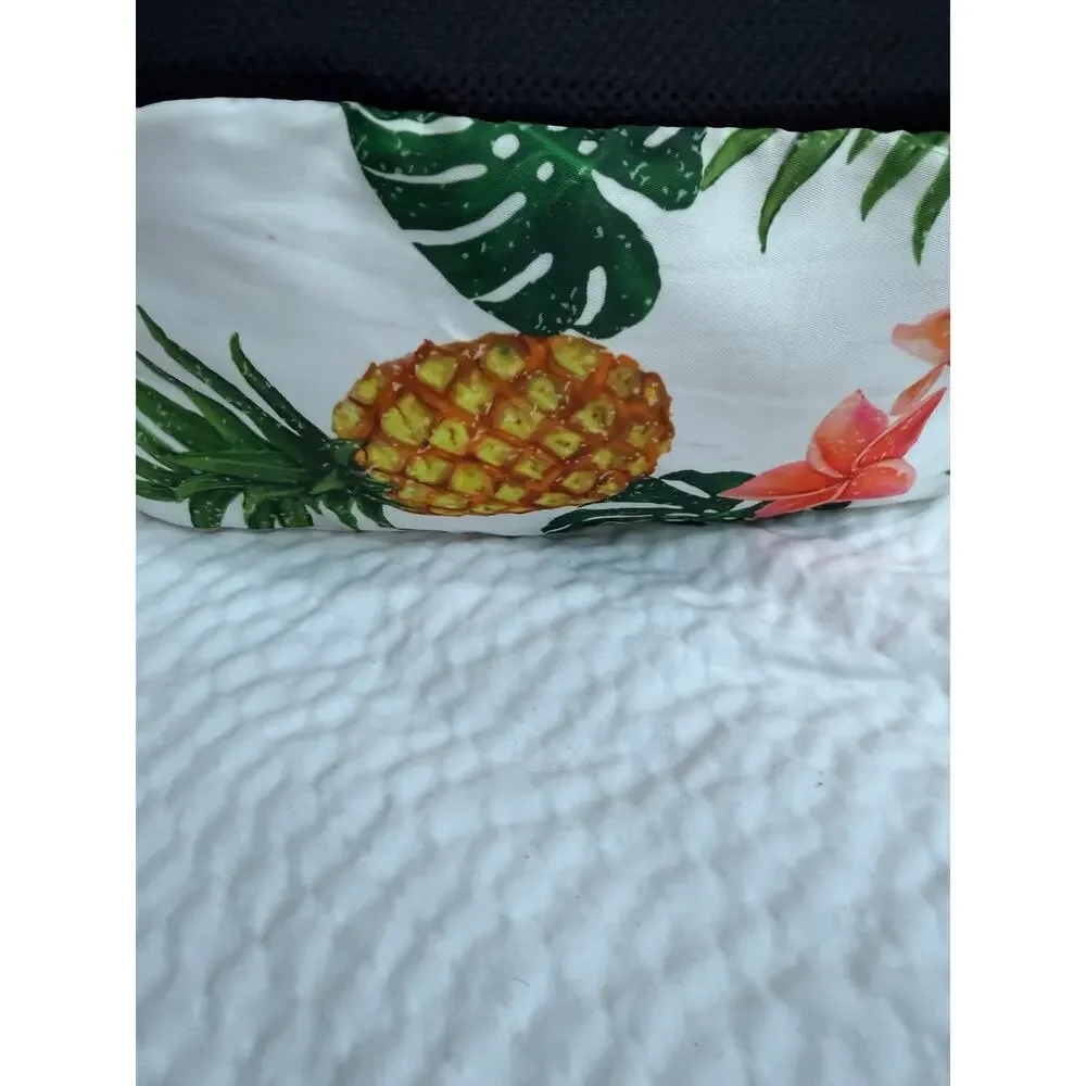 Pineapple Tropical Floral Backpack Hawaiian Beach Travel School Bag White Orange